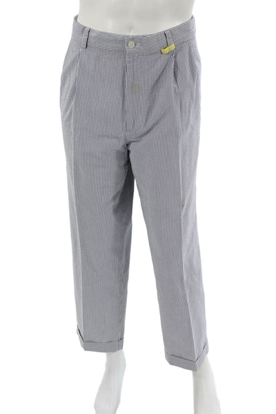 Brooks Brothers Mens Dress Pants Blue Striped Cotton Size 38