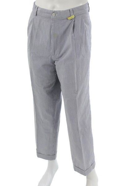 Brooks Brothers Mens Dress Pants Blue Striped Cotton Size 38