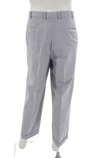 Brooks Brothers Mens Dress Pants Blue Striped Cotton Size 38