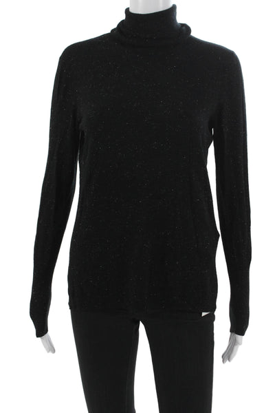 Whistles Women Black Viscose Turtleneck Pullover Sweater Long Sleeve Size 8