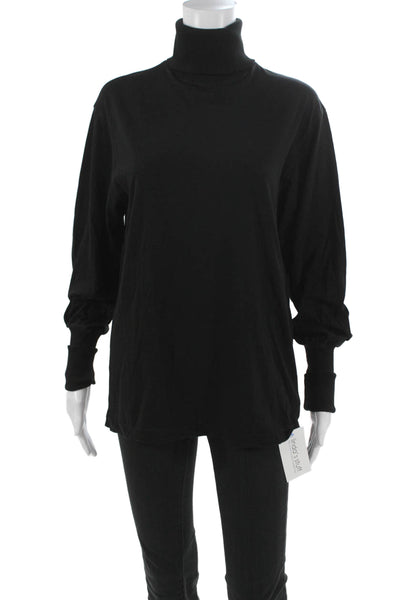 Agolde Women Turtleneck Tee Black Supima Cotton Long Sleeve Size XS