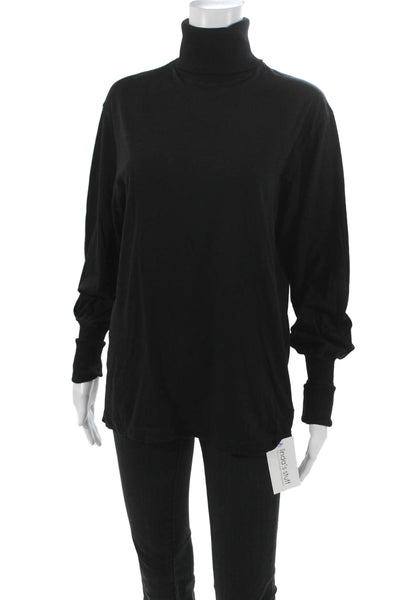 Agolde Women Turtleneck Tee Black Supima Cotton Long Sleeve Size XS