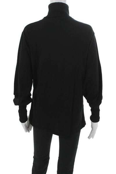 Agolde Women Turtleneck Tee Black Supima Cotton Long Sleeve Size XS