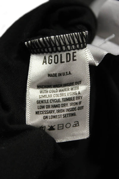 Agolde Women Turtleneck Tee Black Supima Cotton Long Sleeve Size XS