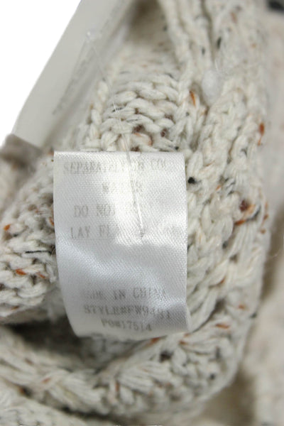 Fate. Womens Ivory Acrylic Pullover Sweater Round Neck Long Sleeve Size M