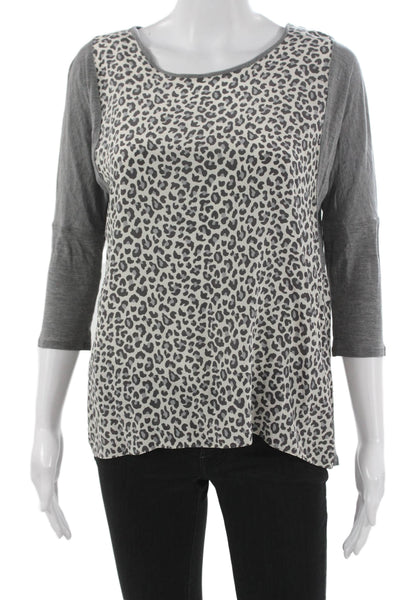 Rebecca Taylor Women Silk 3/4 Sleeve Blouse Animal Print Size 2