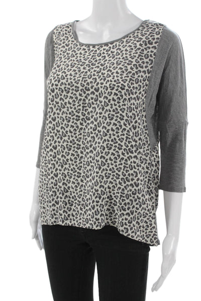 Rebecca Taylor Women Silk 3/4 Sleeve Blouse Animal Print Size 2