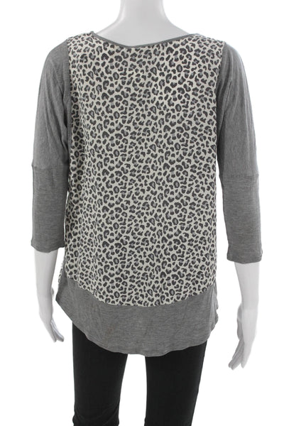 Rebecca Taylor Women Silk 3/4 Sleeve Blouse Animal Print Size 2