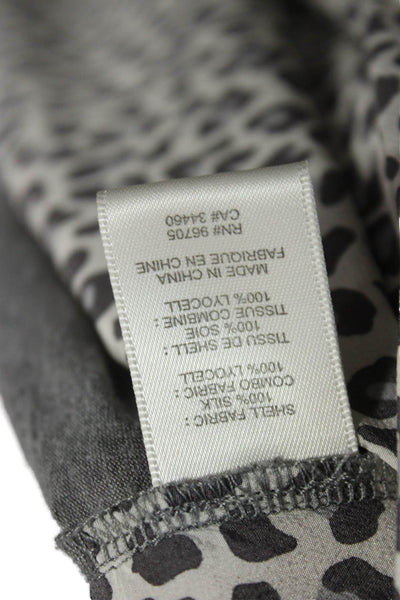 Rebecca Taylor Women Silk 3/4 Sleeve Blouse Animal Print Size 2