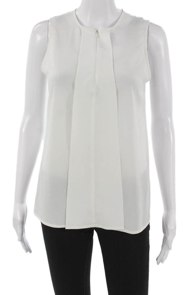 Ruby And Jenna Womens Sleeveless White Polyester Round Neck Blouse Size S