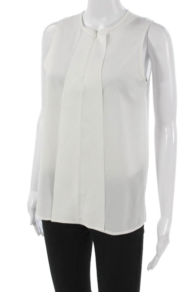 Ruby And Jenna Womens Sleeveless White Polyester Round Neck Blouse Size S