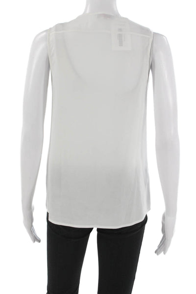 Ruby And Jenna Womens Sleeveless White Polyester Round Neck Blouse Size S