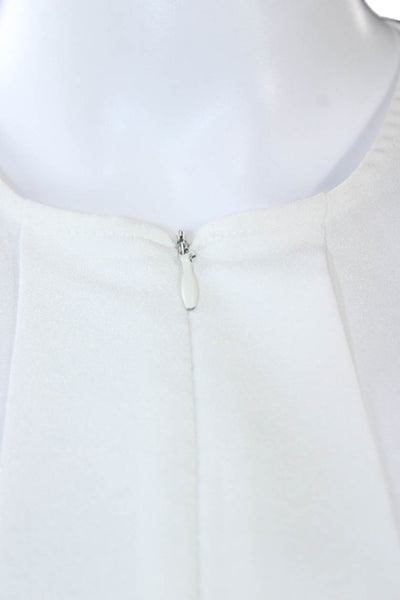 Ruby And Jenna Womens Sleeveless White Polyester Round Neck Blouse Size S