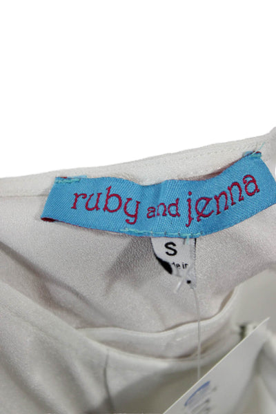 Ruby And Jenna Womens Sleeveless White Polyester Round Neck Blouse Size S