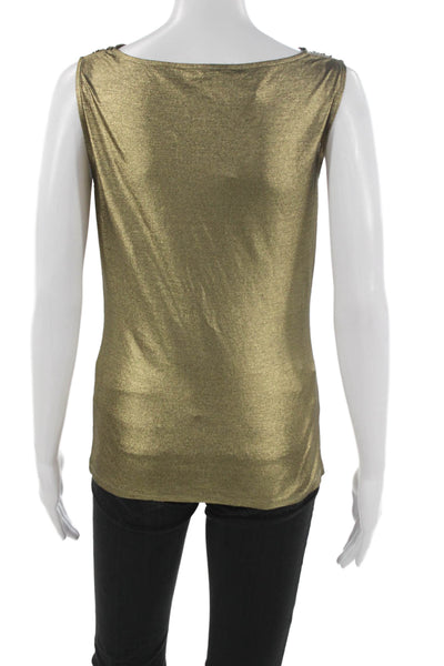 Elie Tahari Womens Gold Cowl Neck Basic Tank Cotton Sleeveless Size XS