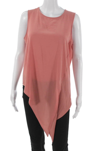 Vince Camuto Womens Sleeveless Tunic Top Pink Round Neck Button Size S