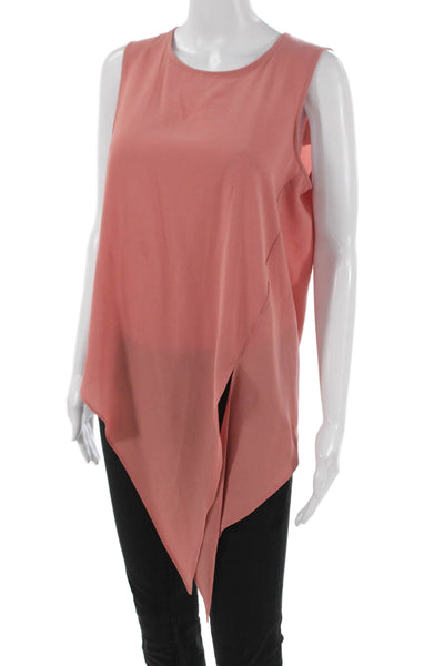 Vince Camuto Womens Sleeveless Tunic Top Pink Round Neck Button Size S