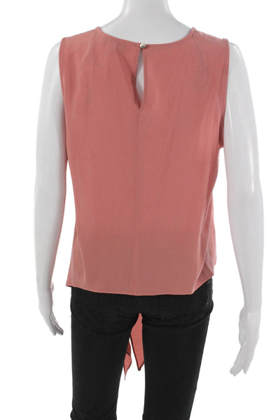 Vince Camuto Womens Sleeveless Tunic Top Pink Round Neck Button Size S
