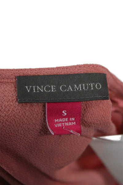 Vince Camuto Womens Sleeveless Tunic Top Pink Round Neck Button Size S