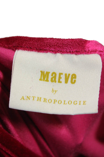 Maeve Anthropologie Women Pink Polyester Round Neck Long Sleeve Blouse Size XS