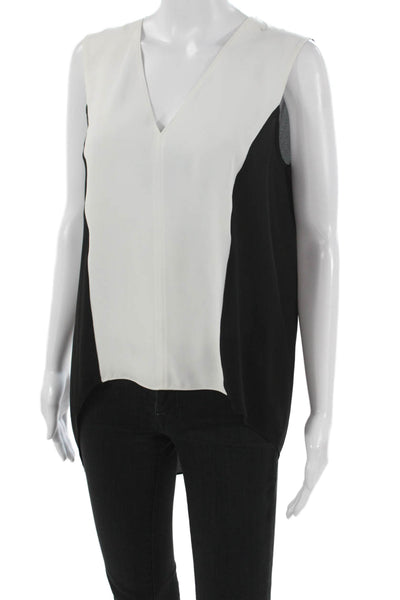 BCBGMAXAZRIA Women Tunic Blouse Black V-Neck Sleeveless Polyester Size S