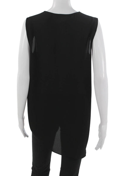BCBGMAXAZRIA Women Tunic Blouse Black V-Neck Sleeveless Polyester Size S