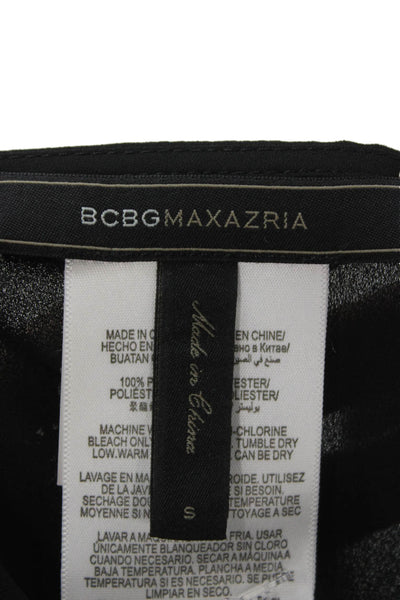 BCBGMAXAZRIA Women Tunic Blouse Black V-Neck Sleeveless Polyester Size S