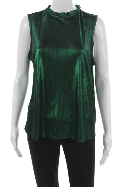Nanette Nanette Lepore Womens Green High Neck Sleeveless Basic Tank Size S