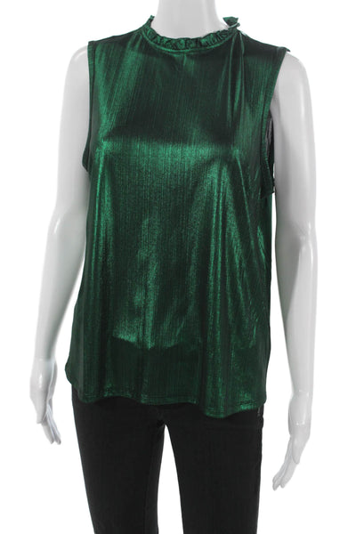 Nanette Nanette Lepore Womens Green High Neck Sleeveless Basic Tank Size S