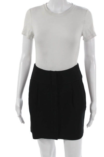 Club Monaco Women Straight Pencil Skirt Black Rayon Zip Knee Length Size 0