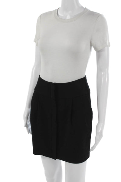 Club Monaco Women Straight Pencil Skirt Black Rayon Zip Knee Length Size 0