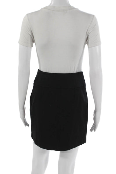 Club Monaco Women Straight Pencil Skirt Black Rayon Zip Knee Length Size 0