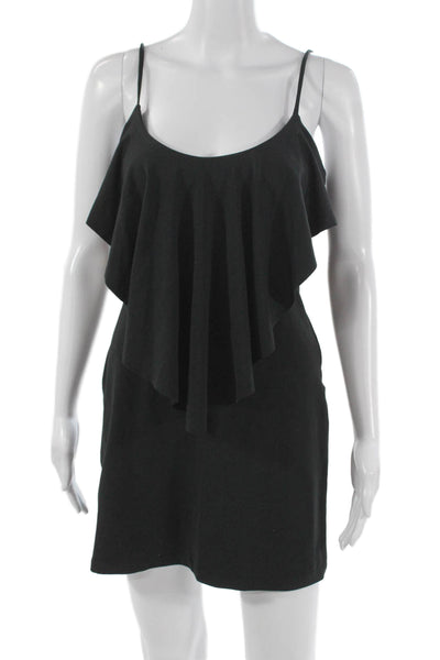 Susana Monaco Women Shift Dress Black Sleeveless Scoop Neck Nylon Short Size S