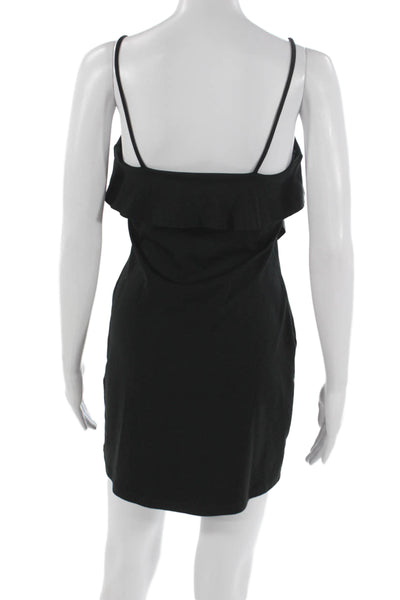 Susana Monaco Women Shift Dress Black Sleeveless Scoop Neck Nylon Short Size S