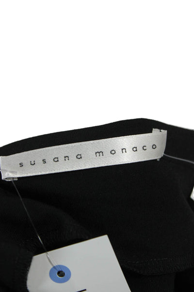 Susana Monaco Women Shift Dress Black Sleeveless Scoop Neck Nylon Short Size S