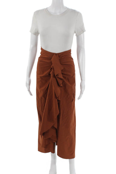 Port De O Bras Women Wrap Skirt Long Brown Nylon Tie Size S