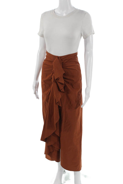 Port De O Bras Women Wrap Skirt Long Brown Nylon Tie Size S