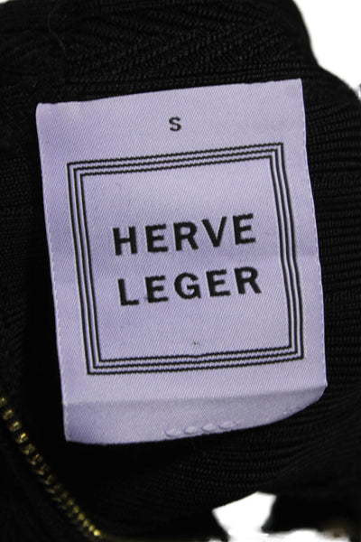 Herve Leger Womens Bandage Skirt Black Knit Blend Zip Knee Length Size S