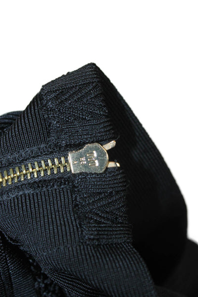 Herve Leger Womens Bandage Skirt Black Knit Blend Zip Knee Length Size S