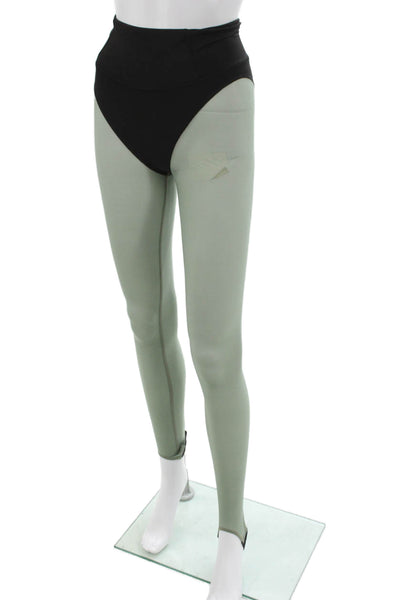 Michi Women Stirrup Leggings Green Nylon Size 2XS