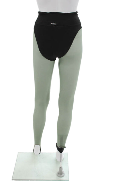 Michi Women Stirrup Leggings Green Nylon Size 2XS