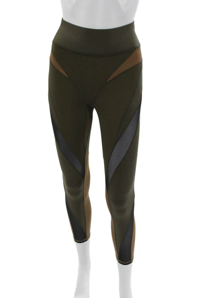 Michi Womens Capri Leggings Green Nylon Colorblock Pull On Size 2XS
