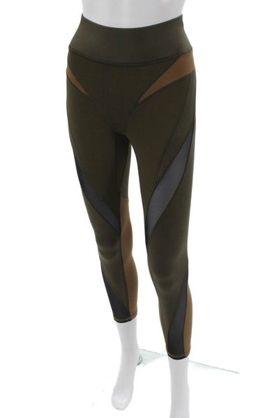 Michi Womens Capri Leggings Green Nylon Colorblock Pull On Size 2XS