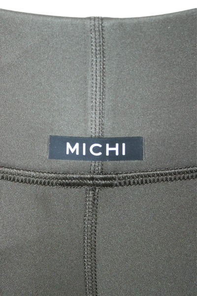 Michi Womens Capri Leggings Green Nylon Colorblock Pull On Size 2XS