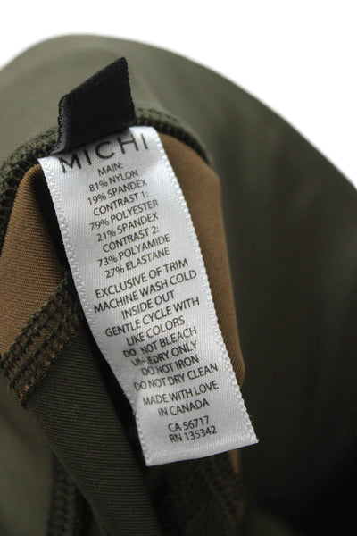 Michi Womens Capri Leggings Green Nylon Colorblock Pull On Size 2XS