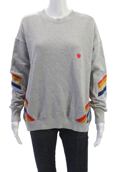 Spiritual Gangster Womens Pullover Gray Cotton Crew Neck Long Sleeve Size S
