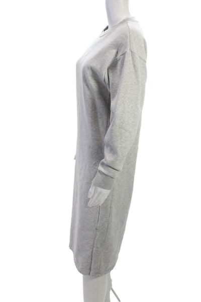 Puma Women Gray Cotton Sweater Dress Long Sleeve Crew Neck Pullover Size M