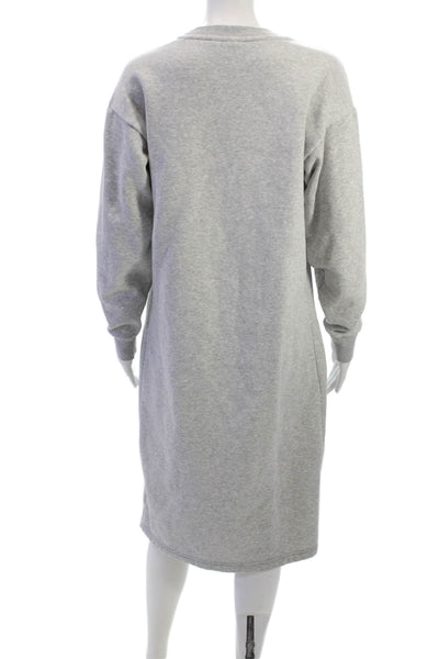 Puma Women Gray Cotton Sweater Dress Long Sleeve Crew Neck Pullover Size M