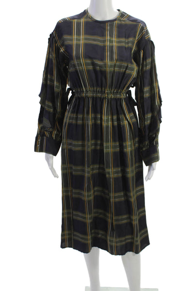 Tela Womens Fit & Flare Dress Multicolor Viscose Long Sleeve Size 2XS
