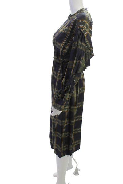 Tela Womens Fit & Flare Dress Multicolor Viscose Long Sleeve Size 2XS